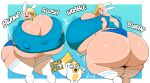 2026 absurd_res adventure_time anthro big_breasts big_butt big_nipples black_eyes black_mouth blonde_hair blue_background blue_bottomwear blue_clothing blue_sclera blue_shirt blue_shorts blue_topwear blush bodily_fluids border bottomwear breast_expansion breast_grab breast_squish breasts butt butt_expansion cake_the_cat cartoon_network cel_shading clothing colored dialogue digital_media_(artwork) dipstick_tail domestic_cat duo empty_eyes english_text expansion eyelashes felid feline felis female fionna_the_human hair hand_on_breast hand_on_own_breast headgear headwear hi_res holding_breast huge_breasts huge_butt huge_nipples huge_thighs human hyper hyper_breasts hyper_butt hyper_nipples hyper_thighs legwear mammal markings motion_lines multicolored_body multiple_scenes nipple_outline nipples not_furry_focus onomatopoeia open_mouth pink_tongue shaded shirt shorts simple_background slosh sloshing_breasts snaggle_tooth sound_effects squish sweat sweaty_breasts sweaty_butt sweaty_legs sweaty_thighs tail tail_markings talking_to_another tan_body tan_skin teeth text thiccbuns thick_thighs thigh_expansion thigh_highs tight_clothing tongue topwear two_tone_body white_body white_border white_clothing white_headwear white_legwear white_tail white_thigh_highs yellow_body yellow_ears yellow_tail_tip