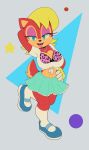 absurd_res alternative_fashion apinkgrape blonde_hair blue_eyes bottomwear breasts chipmunk clothing eyelashes female fur ground_squirrel gyaru hair hi_res j-fashion leopard_print_bra mammal open_mouth orange_body orange_fur rodent sally_acorn sally_acorn_(blonde) sciurid sega skirt solo sonic_the_hedgehog_(series) tail tongue tongue_out