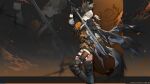  1girl absurdres black_gloves blonde_hair boots cape chinese_commentary commentary_request earrings flower girls'_frontline girls'_frontline_2:_exilium gloves green_eyes hair_between_eyes hat highres holding jewelry official_art orange_flower orange_rose ponytail rose sextans_(girls'_frontline_2) solo sword thigh_boots thighhighs torn_clothes torn_thighhighs weapon 