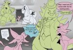  2026 anthro biped blush claws clothed clothed_feral clothing dialogue digital_drawing_(artwork) digital_media_(artwork) duraludon eeveelution english_text erection espeon feet feral fingers generation_2_pokemon generation_8_pokemon genitals group hi_res inside male nintendo nude nude_anthro nude_male penis pokemon pokemon_(species) smile speech_bubble standing tail teeth tenebscuro text toes tongue trio tyranitar 