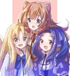  3girls :d animal_ear_fluff animal_ears armor bird_girl bird_wings black_dress blonde_hair blue_bow blue_eyes blue_ribbon blush bow breastplate breasts brown_armor brown_gloves brown_hair chest_bow child collarbone collared_dress commentary_request dated_commentary dress feathered_wings filo_(tate_no_yuusha_no_nariagari) forehead gloves hair_between_eyes hand_on_another's_head high_collar highres layered_dress long_hair long_sidelocks long_sleeves looking_at_viewer melty_q_melromarc multiple_girls neck_ribbon nyaa_(nnekoron) open_mouth outline parted_bangs pink_background pink_eyes purple_dress purple_eyes purple_hair raccoon_ears raccoon_girl raphtalia red_dress red_ribbon ribbon ribbon-trimmed_sleeves ribbon_trim sidelocks sketch small_breasts smile straight_hair tate_no_yuusha_no_nariagari teeth twintails two-tone_dress upper_body upper_teeth_only wavy_hair white_background white_dress white_outline white_wings wings yellow_trim 