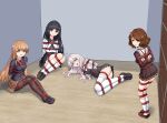  4girls alisa_mikhailovna_kujou arms_behind_back bdsm black_hair black_shirt black_skirt blazer blonde_hair blue_eyes blush bondage bound bound_ankles bound_arms bound_legs bound_thighs bound_torso bound_wrists bow bowtie box_tie breasts brown_eyes brown_hair brown_pantyhose brown_serafuku brown_shirt brown_skirt buttons chitanda_eru collared_shirt commentary_request crossed_bangs curtains dot_nose double-breasted full_body grey_hair grey_jacket hair_between_eyes hair_ribbon hibike!_euphonium highres hyouka indoors jacket kamiyama_high_school_uniform_(hyouka) kitauji_high_school_uniform kneehighs loafers long_hair long_sleeves looking_at_viewer lying miniskirt multiple_girls n17 neckerchief open_clothes open_jacket open_mouth otonari_no_tenshi-sama_ni_itsu_no_mani_ka_dame_ningen_ni_sarete_ita_ken oumae_kumiko pantyhose plaid_clothes plaid_skirt pleated_skirt purple_eyes red_bow red_bowtie red_neckerchief red_rope restrained ribbon rope sailor_collar school_uniform seiren_academy_school_uniform serafuku shibari shibari_over_clothes shiina_mahiru_(otonari_no_tenshi-sama) shirt shoes short_hair sitting skirt smile socks solo thighband_pantyhose thighhighs thighs tokidoki_bosotto_roshia-go_de_dereru_tonari_no_alya-san very_long_hair white_sailor_collar white_shirt white_socks white_thighhighs winter_uniform yellow_eyes 
