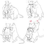  2021 anthro armor biped blush clothing comic duo embrace eyes_closed hi_res hug humanoid_hands jads_l_rutan kissing mammal murid murine rat rodent simple_background white_background 