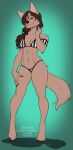  2022 4_toes 5_fingers abs anthro armband athletic athletic_anthro athletic_female barefoot bikini bikini_bottom bikini_top black_nose breasts brown_body brown_fur brown_hair canid canine canis claws cleavage clothed clothing digitigrade feet female finger_claws fingers fur green_eyes hair hi_res hindpaw humanoid_hands inner_ear_fluff kittydee long_hair looking_at_viewer mammal navel pattern_bikini pattern_clothing pattern_swimwear paws referee sketch smile solo striped_armband striped_bikini striped_clothing striped_swimwear stripes swimwear tani_rinkan toe_claws toes tuft wolf 