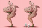  anthro apron apron_only barista beverage big_breasts blush bodily_fluids breasts cafe clothing coffee confusion crossgender curvaceous curvy_body curvy_female curvy_figure digital_media_(artwork) dracojeff english_text female genitals high_heels huge_breasts lactating looking_at_viewer macropod mammal marsupial milk mostly_nude nickelodeon nipples rocko&#039;s_modern_life rocko_rama smile solo text thick_thighs voluptuous wallaby wide_hips 