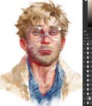  1boy art_program_in_frame beard beard_stubble blonde_hair casual facial_hair male_focus messy_hair project_hail_mary ryland_grace sgkg108 sketch solo stubble upper_body 