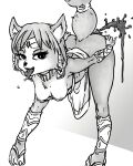 4:5 alien anthro areola bent_over bodily_fluids bottomwear bottomwear_aside breasts butt canid canine cerinian clothed clothing clothing_aside collar diarrhea fangs feces female forehead_gem fox gem hi_res jewelry krystal_(star_fox) loincloth loincloth_aside mammal markings monochrome nintendo nipples no_underwear paws pooping pooping_on_wall raised_tail saliva scatplay solo spread_butt spreading star_fox tail tattoo teeth tongue tongue_out tribal tribal_clothing tribal_jewelry tribal_markings tribal_tattoo unknown_artist