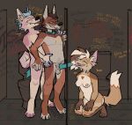 absurd_res anal animal_genitalia animal_penis anthro bathroom canid canine canine_genitalia canine_penis female genitals glory_hole group hi_res male mammal openfracturesday oral penis public_restroom trio