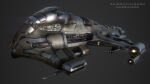  3d amarr_empire_(eve_online) artist_name autodesk_3ds_max_(medium) battlecruiser_(eve_online) combat_ship_(eve_online) commentary english_commentary eve_online glowing grey_background grey_theme harbinger_(eve_online) highres knightvision3d military_vehicle no_humans realistic science_fiction spacecraft support_ship_(eve_online) vehicle_focus viziam_(eve_online) 