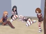  4girls alisa_mikhailovna_kujou arms_behind_back ball_gag bdsm black_hair black_shirt black_skirt blazer blonde_hair blue_eyes blurry blush bondage bound bound_ankles bound_arms bound_legs bound_thighs bound_torso bound_wrists bow bowtie box_tie breasts brown_eyes brown_hair brown_pantyhose brown_serafuku brown_shirt brown_skirt buttons chitanda_eru collared_shirt commentary_request crossed_bangs curtains dot_nose double-breasted full_body gag gagged grey_hair grey_jacket hair_between_eyes hair_ribbon hibike!_euphonium highres hyouka indoors jacket kamiyama_high_school_uniform_(hyouka) kitauji_high_school_uniform kneehighs loafers long_hair long_sleeves looking_at_viewer lying miniskirt multiple_girls n17 neckerchief open_clothes open_jacket open_mouth otonari_no_tenshi-sama_ni_itsu_no_mani_ka_dame_ningen_ni_sarete_ita_ken oumae_kumiko pantyhose plaid_clothes plaid_skirt pleated_skirt purple_eyes red_bow red_bowtie red_neckerchief red_rope restrained ribbon rope sailor_collar school_uniform seiren_academy_school_uniform serafuku shibari shibari_over_clothes shiina_mahiru_(otonari_no_tenshi-sama) shirt shoes short_hair sitting skirt smile socks solo thighband_pantyhose thighhighs thighs tokidoki_bosotto_roshia-go_de_dereru_tonari_no_alya-san very_long_hair white_sailor_collar white_shirt white_socks white_thighhighs winter_uniform yellow_eyes 