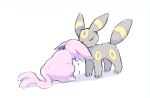  absurdres animal_focus black_fur closed_eyes closed_mouth crying espeon full_body highres looking_at_another lovewolf5122 no_humans pokemon pokemon_(creature) pokemon_focus purple_fur simple_background sitting standing umbreon white_background yellow_fur 