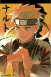  1017gomo9 1boy blonde_hair commentary_request facial_mark flak_jacket forehead_protector highres jacket konohagakure_symbol male_focus naruto_(series) naruto_shippuuden orange_jacket solo spiked_hair uzumaki_naruto whisker_markings 