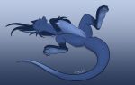  blue_body blue_fur blue_hair claws_out dragon eyes_closed feral fur fur_markings furred_dragon giru giru_(artist) hair happy hindpaw lying male markings on_back paws presenting presenting_slit raised_leg slit solo spread_legs spreading 