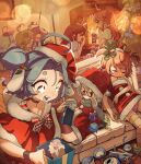  6+girls ahoge bandaid bandaid_on_face bandaid_on_nose black_choker blue_hair bow bowtie box cameltoe capelet character_request choker christmas christmas_tree chromashift closed_eyes commentary couch dress drooling english_commentary fireplace fur_trim fuyo_cloverfield gift gift_box glasses green_hair half-closed_eyes hat highres indoors kiss lens_flare lucky_charm_(fuyo_cloverfield) lying mistletoe multiple_girls on_couch open_mouth orange_hair panties parted_bangs phallic_symbol pink_hair pink_panties pointy_ears reading red_hair round_eyewear sahelanthropus_(latinxedgelord) santa_costume santa_dress santa_hat sitting sleeping sparkling_eyes teeth thighhighs two_side_up underwear upper_teeth_only upskirt virtual_youtuber yuri 