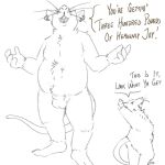  2021 anthro balls belly butt ear_piercing ear_ring english_text genitals humanoid_hands jads_l_rutan male mammal moobs murid murine overweight overweight_male penis piercing rat rodent simple_background solo text white_background 