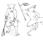  2021 anthro anus balls biped genitals jads_l_rutan low_res lying male mammal melee_weapon penis polearm rodent shield simple_background skaven solo spear warhammer_(franchise) weapon white_background 