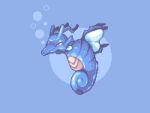  blue_background bubble english_commentary full_body kingdra no_humans pixel_art pokemon pokemon_(creature) red_eyes robin_(pixelated_robin) seahorse solo 