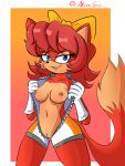 3:4 akuzaguy anthro archie_comics breasts canid canine clothing female fingers fiona_fox fox fur genitals hair hi_res humanoid humanoid_genitalia looking_at_viewer male mammal naughty_face nipples nude pussy red_body rubber rubber_clothing rubber_suit sega smile solo sonic_the_hedgehog_(archie) sonic_the_hedgehog_(comics) sonic_the_hedgehog_(series) undressing video_games 