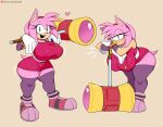  absurd_res amy_rose anthro bedroom_eyes clothing dress eulipotyphlan female hammer hedgehog hi_res jinu mammal narrowed_eyes seductive sega solo sonic_the_hedgehog_(series) tools 