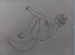  all_species anthro artist big_butt breasts butt canid canine canis cute_female domestic_dog feet female fluffy fluffy_tail fox furry girly humanoid hybrid invalid_tag mammal paws phone solo thigh traditional_media_(artwork) wolf ych_(character) 
