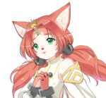  anthro armwear canid canine clothing crown detached_sleeves female fox fur hair koei_tecmo mammal red_body red_fur red_hair simple_background solo tamaki_(warriors) tiara twintails_(hairstyle) unknown_artist warriors_(game_series) warriors_all-stars 