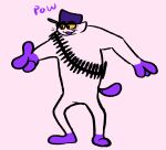  ammo_belt anthro dialogue english_text featureless_crotch felid feline finger_gun fur gesture heavy_(team_fortress_2) kafreak male mammal meme octoguy open_mouth open_smile purple_body purple_fur simple_background smile solo standing team_fortress_2 text valve video_games whiskers white_body white_fur yellow_sclera 