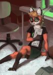  absurd_res anthro canid canine carpet computer female fox hi_res keyboard linux mammal toisanemoif xenia_(linux_fox) 