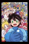  3girls 6+boys :3 :d air_man android anger_vein ariga_hitoshi auto_(mega_man) bass_(mega_man) beard beat_(mega_man) black_border black_hair blizzard_man blonde_hair blue_bodysuit blue_eyes blue_gloves blue_gorget blue_helmet bodysuit bomb_man border bright_man bubble_man centaur_man charge_man chest_(mega_man) closed_eyes collared_shirt commentary_request crash_man crystal_man cut_man dark_man dive_man dr._cossack_(mega_man) dr._light_(mega_man) dr._wily_(mega_man) drill_man dust_man earrings eddie_(mega_man) eighth_note elec_man energy_tank everyone facial_hair fire_man flame_man flash_man flower flower_in_mouth gemini_man glasses gloves gravity_man green_eyes green_ribbon grin guts_man gyro_man hair_between_eyes hair_ribbon hand_on_another's_head happy hard_man hat heat_man helmet highres holding holding_unworn_helmet ice_man jewelry joints kalinka_cossack_(mega_man) knight_man long_hair looking_at_another looking_at_viewer magnet_man mega_man:_battle_&amp;_chase mega_man_(character) mega_man_(classic) mega_man_(series) mega_man_1 mega_man_2 mega_man_3 mega_man_4 mega_man_5 mega_man_6 mega_man_megamix met_(mega_man) metal_man missing_headwear mouth_hold multiple_boys multiple_girls musical_note mustache napalm_man necktie needle_man non-humanoid_robot old old_man one_eye_closed open_mouth pharaoh_man plant_man plum_(mega_man) ponytail proto_man quick_man red_flower red_necktie red_rose reggae_(mega_man) ribbon ring_man ripot_(mega_man) robot robot_animal robot_bird robot_boy robot_dog robot_girl robot_joints roll_(mega_man) rose rush_(mega_man) scissors shadow_man_(mega_man) shirt skull_man smile snake_man spark_man speech_bubble spoken_musical_note star_(symbol) star_man_(mega_man) stone_man sunglasses sweatdrop tango_(mega_man) teeth toad_man tomahawk_man tongue tongue_out top_man treble_(mega_man) unworn_headwear unworn_helmet upper_body upper_teeth_only wave_man waving white_beard white_hair white_shirt wind_man wood_man yamato_man yellow_devil_(mega_man) yellow_devil_mkii_(mega_man) 