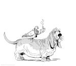 avian basset_hound beak bird black_and_white black_nose canid canine canis cigar clothing coat columbid columbo columbo_(series) dog_(columbo) domestic_dog duo feral floppy_ears gesture holding_cigar holding_object hunting_dog leona-florianova male mammal monochrome paws pigeon scent_hound short simple_background standing_on_another tail tongue tongue_out topwear trenchcoat white_background wings