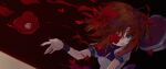  1girl blue_eyes blue_wrist_cuffs bow bowtie check_commentary commentary_request dress flower hat higurashi_no_naku_koro_ni hiragi_rin onikakushi-hen orange_hair puffy_short_sleeves puffy_sleeves purple_bow purple_bowtie red_flower ryuuguu_rena scene_reference short_sleeves solo white_dress white_hat wrist_cuffs 