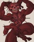 3_arms 4:5 absurd_res bordeaux_skin creepypasta erection flexing genitals glans hands_behind_head hi_res holding_penis humanoid kneeling long_feet looking_at_viewer male monster multi_arm multi_limb muscular muscular_arms muscular_legs muscular_male nipples noseless not_furry penis raised_arms ravuer red_body red_eyes red_glans red_nipples red_skin showing_armpit showing_penis simple_background small_waist smile smiling_at_viewer solo spikes the_boiled_one_phenomenon thick_foreskin unusual_anatomy vein veiny_penis