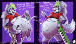  abdominal_bulge after_vore animal_print anthro before_and_after belly big_belly breasts clothing collar crop_top death dialogue digestion duo english_text female five_nights_at_freddy&#039;s five_nights_at_freddy&#039;s:_security_breach hi_res kingcreep105 leg_warmers legwear oral_vore roxanne_wolf_(fnaf) rumbling_stomach scottgames shirt spiked_collar spikes text tiger_print topwear under_boob video_games vore 