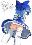  <|>_<|> 2girls :q ;q alice_grimm angry ass blue_bow blue_dress blue_eyes blue_hair bow cirno closed_mouth commentary detached_wings dress english_commentary from_below hair_bow hair_ribbon highres ice ice_wings long_hair long_sleeves looking_at_viewer medium_hair moriya_suwako multiple_girls no_panties one_eye_closed ribbon sleeveless sleeveless_dress smile solo_focus squatting star_(symbol) thighhighs tongue tongue_out touhou vest white_thighhighs wings wink_star 