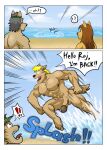  ! ? abs anthro beach big_muscles black_hair blonde_hair brown_hair brown_penis bubble canid canine canis clothed clothing cloud comic dialogue domestic_dog emerging english_text erection exclamation_point female genitals glans group guss_(vju79) hair hat headgear headwear hi_res humanoid_genitalia humanoid_penis jumping long_hair male mammal muscular muscular_anthro muscular_male muscular_thighs nipples nude onomatopoeia open_mouth outside pecs penis rear_view roj_(vju79) sand sea seaside shocked sky sound_effects text topless topless_male vein veiny_penis visor_cap vju79 water wolf 