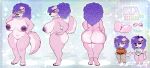 absurd_res anthro anus areola belly belt_buckle big_areola big_breasts big_butt big_nipples blue_eyewear blue_glasses blue_lipstick bottomwear bow_ribbon bra breasts buckle butt butt_heart canid canine chibi clothing crop_top ear_piercing ear_ring eyewear female floppy_ears freckled_belly freckled_breasts freckled_butt freckled_chest freckled_face freckles front_view fur gem genitals glasses gold_(metal) gold_ear_ring hair hand_on_glasses hand_on_hip heart_(marking) hi_res huge_areola huge_breasts huge_butt jewelry lipstick looking_at_viewer makeup mammal markings mature_female model_sheet necklace nipple_piercing nipples nude_anthro overweight overweight_anthro overweight_female panties pants pearl_(gem) pearl_necklace piercing pink_body pink_fur presenting presenting_hindquarters purple_eyes purple_hair purple_nipples rakkyoarts rear_view ring_piercing shirt side_view slightly_chubby slightly_chubby_female smile smiling_at_viewer solo sweater tail topwear turnaround underwear vulva wide_hips zfurad zia_(sufvr)