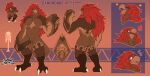  angry avian balls blush brown_balls brown_body brown_penis butt character_name expressions feathers ganondorf genitals hair hi_res humanoid laugh male nintendo penis red_hair rito signature solo tail_feathers talons tattoorexy the_legend_of_zelda video_games 