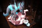 absurd_res anthro areola big_breasts big_nipples bioluminescence biomechanical black_sclera blue_eyes bodily_fluids breasts chair cum cum_pooling duo energy exalted female from_front_position furniture genital_fluids genitals glowing green_eyes grey_body grey_scales hair happy happy_sex hi_res huge_breasts human hyper hyper_breasts jets kobold larger_sub library male male/female mammal mating_press multicolored_body nipples on_table penis scales scalie sex size_difference submissive surprised table trace_chaos two_tone_body undeadkitty13 unusual_anatomy unusual_bodily_fluids unusual_cum unusual_genital_fluids unusual_genitalia unusual_penis watermark white_hair wood wood_furniture