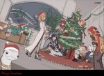  2boys 6+girls arm_up avgust_(reverse:1999) black_dress black_gloves blonde_hair blue_hair box brown_hair brown_jacket brown_skirt carbuncle_(reverse:1999) christmas_tree coat colored_inner_hair couch creature decorating_christmas_tree ding_(vessel) dress dutch_angle gift gift_box gloves hair_intakes han_zhang_(reverse:1999) hat headscarf highres hissabeth holding holding_box indoors ing_(ing205509) jacket kiperina long_hair lying merry_christmas multicolored_hair multiple_boys multiple_girls name_day_(reverse:1999) newt on_couch on_stomach pointer_(reverse:1999) recording red_hat red_headscarf reverse:1999 salamander santa_hat seiza short_hair sitting skirt snake thumbs_up vila_(reverse:1999) voyager_(reverse:1999) walking white_coat white_hair white_hat windsong_(reverse:1999) 