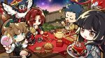  ! !! 2boys 2girls aerial_fireworks aqua_eyes aqua_hairband aqua_necktie artist_request bird black_hair blue_eyes blue_hair bow breasts brown_eyes brown_hair cake card chair chibi chopsticks closed_eyes closed_mouth crossed_legs cup drinking_glass fireworks food food_request hairband highres holding holding_card holding_chopsticks kamishiro_nagisa kanou_shun kokatsu_academy_school_uniform lufel_(owl)_(p5x) lufel_(p5x) multiple_boys multiple_girls necktie official_art open_mouth owl persona persona_5 persona_5:_the_phantom_x red_eyes school_uniform shiina_yumi sitting smile sparkle tanemura_riko teapot third-party_source white_bow wine_glass 