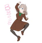  1girl ahoge black_pantyhose blue_eyes blush blush_stickers breasts brown_dress brown_shoes ceras_yanagida_lilienfeld check_commentary commentary_request dress green_neckerchief grey_hair hair_ribbon hasu_no_sora_school_uniform large_breasts loafers long_hair long_sleeves love_live! love_live!_hasu_no_sora_jogakuin_school_idol_club medium_dress neckerchief pantyhose pink_ribbon pleated_dress puckered_lips ribbon sailor_collar sailor_dress school_uniform shinanoya_(satanicad) shoes simple_background solo stomping stomping_on_floor tantrum v-shaped_eyebrows virtual_youtuber white_background white_sailor_collar winter_uniform 