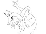 absurd_res disfrutando eldino1 female generation_5_pokemon hi_res monochrome nintendo nope pokemon pokemon_(species) serperior solo