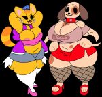  2022 anthro areola backwards_baseball_cap backwards_hat baseball_cap big_breasts black_background bottomwear breasts canid canine canis cleavage cleavage_overflow clothed clothing collar cuff_(restraint) digital_media_(artwork) domestic_cat domestic_dog duo emojicat_(lewd_dorky) emojidog_(lewd_dorky) eyelashes felid feline felis female fishnet fishnet_legwear floppy_ears fluffy full-length_portrait fur fur_markings hat headgear headwear hi_res high_heels hoodie hotpants legwear lewd_dorky long_ears long_tail looking_at_viewer mammal markings miniskirt open_mouth pink_high_heels portrait red_high_heels restraints shorts simple_background skimpy skirt smug spiked_collar spikes stockings thick_thighs topwear tube_top whiskers wide_hips wrist_cuffs 