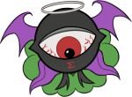  bloodshot_eyes demon_wings evil_eye_sigma eyeball halo mirei_(miirei) no_humans sigma_symbol simple_background touhou touhou_(pc-98) transparent_background wings 