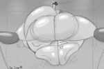 3:2 big_butt butt clenching_balls cock_vore cybernetic_limb cybernetics cyborg fatal genitals glistening glistening_body gym hi_res long_neck machine male mask mass_vore monochrome mordecai_(sea_scope) multiple_prey penile penis robot robot_anthro robot_ears sea_scope sketch solo stretching visor vore white_body