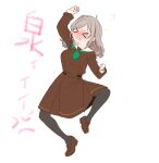  >_< 1girl ahoge anger_vein black_pantyhose blush breasts brown_dress brown_shoes ceras_yanagida_lilienfeld clenched_teeth commentary dress green_neckerchief grey_hair hair_ribbon hasu_no_sora_school_uniform large_breasts loafers long_hair long_sleeves love_live! love_live!_hasu_no_sora_jogakuin_school_idol_club medium_dress neckerchief nose_blush pantyhose pink_ribbon pleated_dress puff_of_air ribbon sailor_collar sailor_dress school_uniform shinanoya_(satanicad) shoes simple_background solo spoken_anger_vein stomping stomping_on_floor tantrum teeth translated v-shaped_eyebrows virtual_youtuber white_background white_sailor_collar winter_uniform 