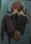  bare_shoulders blush braid clothed_masturbation clothes_sniffing darker_than_black feet green_eyes long_hair masturbation nagisa_manoa pantyhose ponytail red_hair single_braid smelling solo suou_pavlichenko 