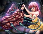  bare_shoulders blue_eyes breasts dildo_sword dress female final_fantasy final_fantasy_v jewelry lenna_charlotte_tycoon long_hair monikano monster nipples open_mouth pendant pink_hair rape sword tears tentacle tentacle_rape torn_clothes weapon 