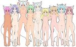  6+girls 9girls animal_ears aqua_eyes artist_request bb blonde_hair blue_eyes blue_hair breasts character_request dark_skin female girl green_eyes green_hair large_breasts lineup multiple_girls nude orange_eyes orange_hair pink_hair purple_hair pussy red_eyes red_hair silver_hair simple_background smile source_request tail uncensored white_background white_hair yellow_eyes 