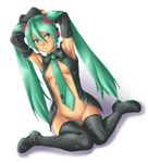  aqua_hair arms_up breasts censored cute deep_rising hatsune_miku innocent necktie pussy sexy smile thor_(deep_rising) tie turquoise_hair vagina vocaloid 