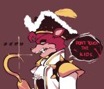  absurd_res animatronic anthro calemonssi canid canine dialogue eye_patch eyewear five_nights_at_freddy&#039;s formal_wear fox foxy_(fnaf) glistening gold_(metal) gold_tooth hi_res hook_hand looking_at_viewer machine male mammal pirate_hat pirate_outfit plume red_body robot scottgames simple_background solo speech_bubble spikes talking_to_viewer text video_games 